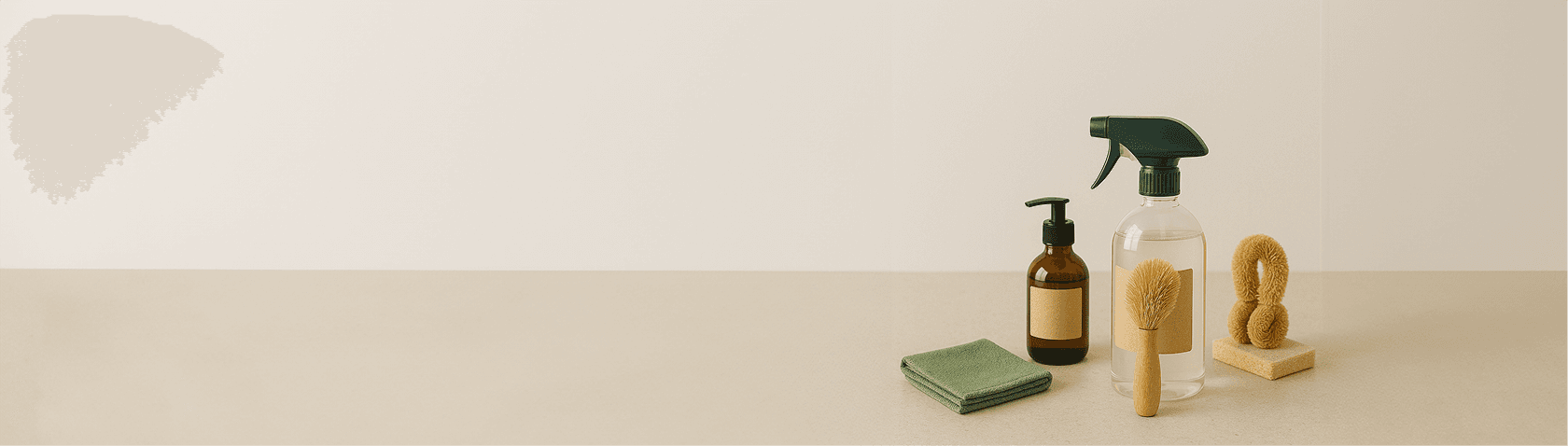 Cleaning tools on a countertop